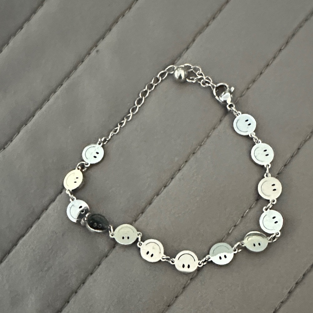 Silver Smiley Face Bracelet